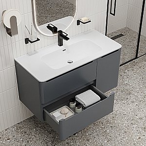 Тумба с раковиной Iddis Edifice 100 EDI10D0i95K темно-серая для ванной в интернет-магазине Sanbest