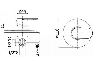 Смеситель для душа Paffoni Candy CA010CR (с внутренней частью) купить в интернет-магазине сантехники Sanbest