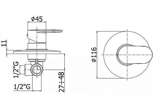 Смеситель для душа Paffoni Candy CA010CR (с внутренней частью) купить в интернет-магазине сантехники Sanbest
