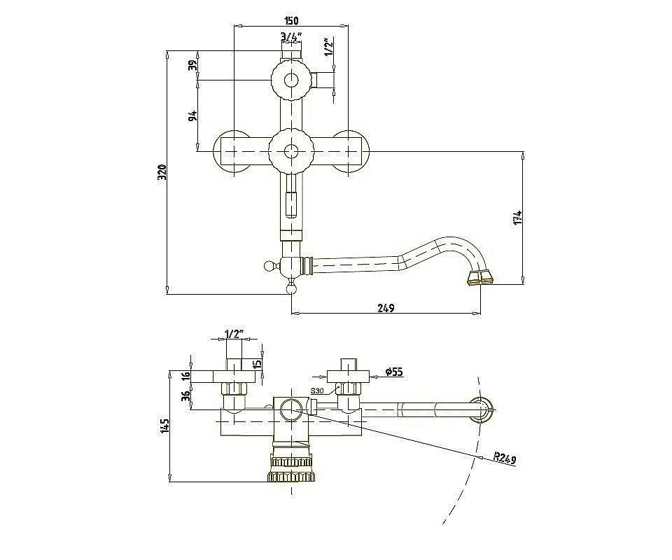Душевая система Bronze de Luxe Windsor 10120DDF купить в интернет-магазине сантехники Sanbest
