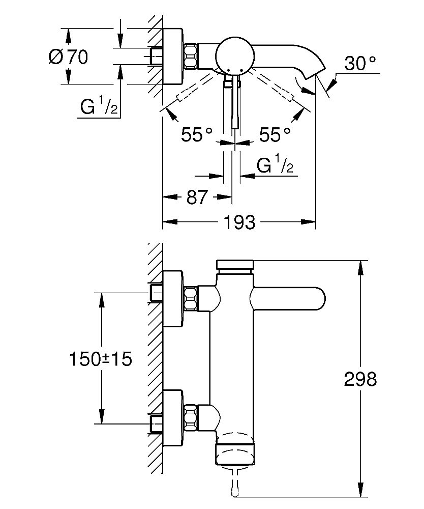 Смеситель для ванны Grohe Essence New 33624GL1 холодный рассвет глянец купить в интернет-магазине сантехники Sanbest