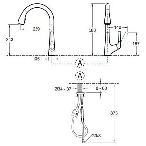 Смеситель для кухни Jacob Delafon MALLECO E562-CP хром купить в интернет-магазине сантехники Sanbest