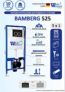 Инсталляция для унитаза WeltWasser WW BAMBERG 525 WT-N 10000014424 кнопка белая купить в интернет-магазине сантехники Sanbest