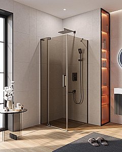 Душевой уголок Cezares Slider 80x80 AH-1-80-70/80-BR-GM стекло бронза/профиль матовая оружейная сталь купить в интернет-магазине Sanbest
