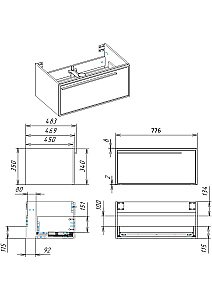 Тумба с раковиной LA FENICE Elba Grigio 80 серая для ванной в интернет-магазине Sanbest