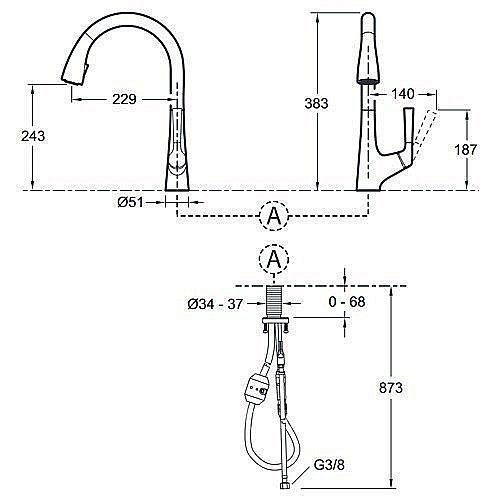 Смеситель для кухни Jacob Delafon MALLECO E562-CP хром купить в интернет-магазине сантехники Sanbest