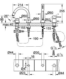 Смеситель для ванны Grohe Grandera 19936IG0 хром/золото купить в интернет-магазине сантехники Sanbest