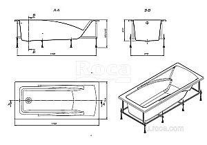 Ванна Roca Hall ZRU9302768 170х75 купить в интернет-магазине Sanbest