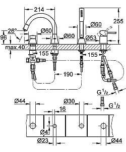 Смеситель для ванны Grohe Grandera 19936IG0 хром/золото купить в интернет-магазине сантехники Sanbest