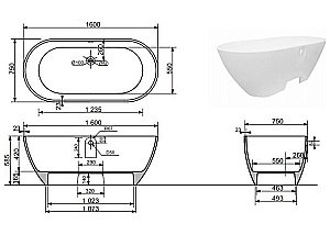 Ванна Aquanet Family Stone 160х75 AQ-00332889 белая купить в интернет-магазине Sanbest