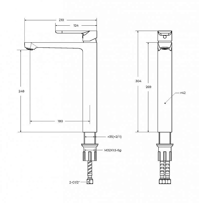 Смеситель для раковины Cezares STYLUS-LC-NOP-W0 черный матовый купить в интернет-магазине сантехники Sanbest