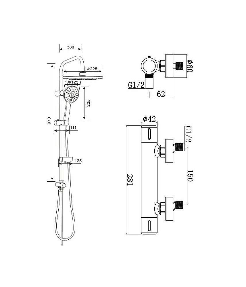 Душевая система Agger Thermo A2492200 хром купить в интернет-магазине сантехники Sanbest