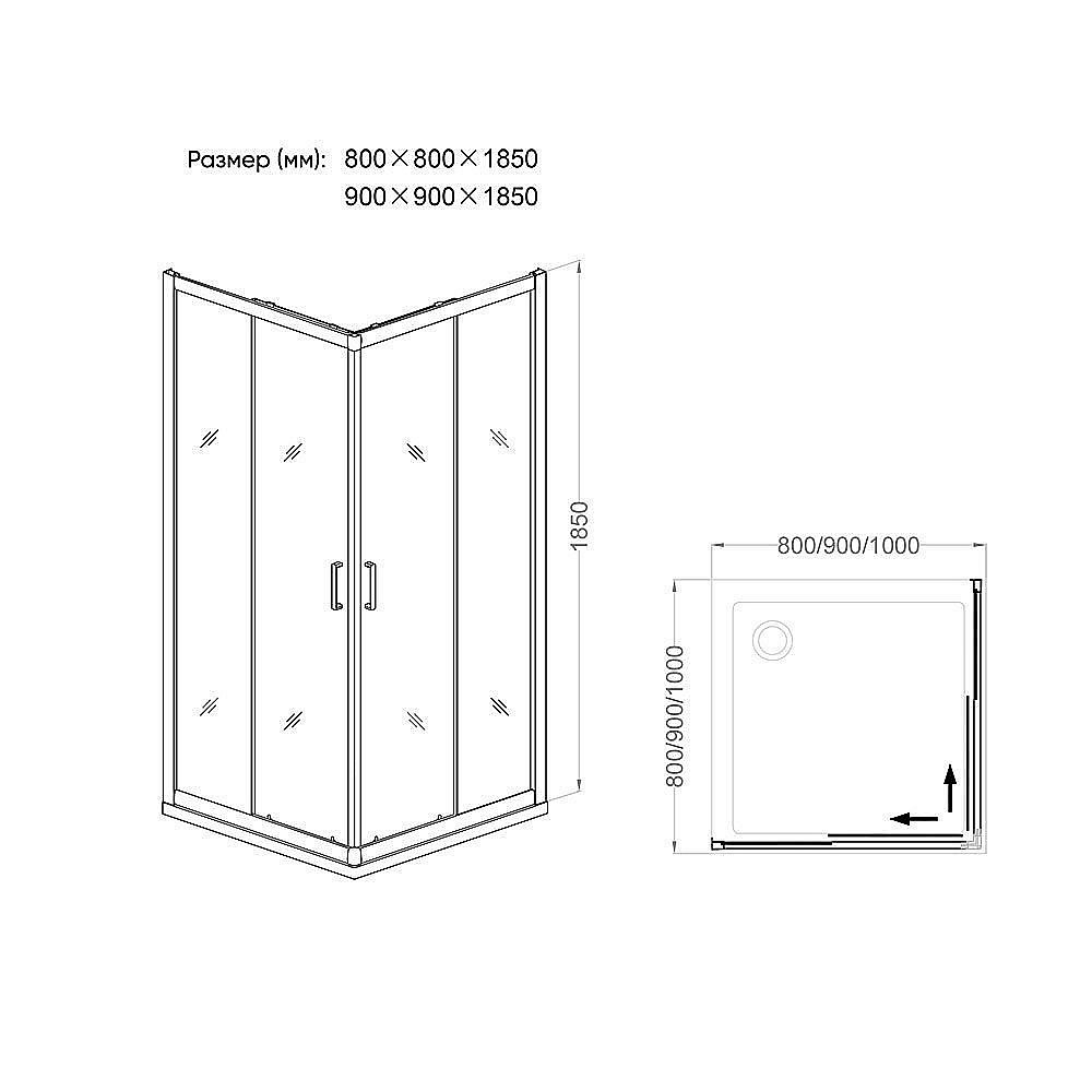 Душевой уголок Veconi Rovigo RV-11 80x80 прозрачный купить в интернет-магазине Sanbest