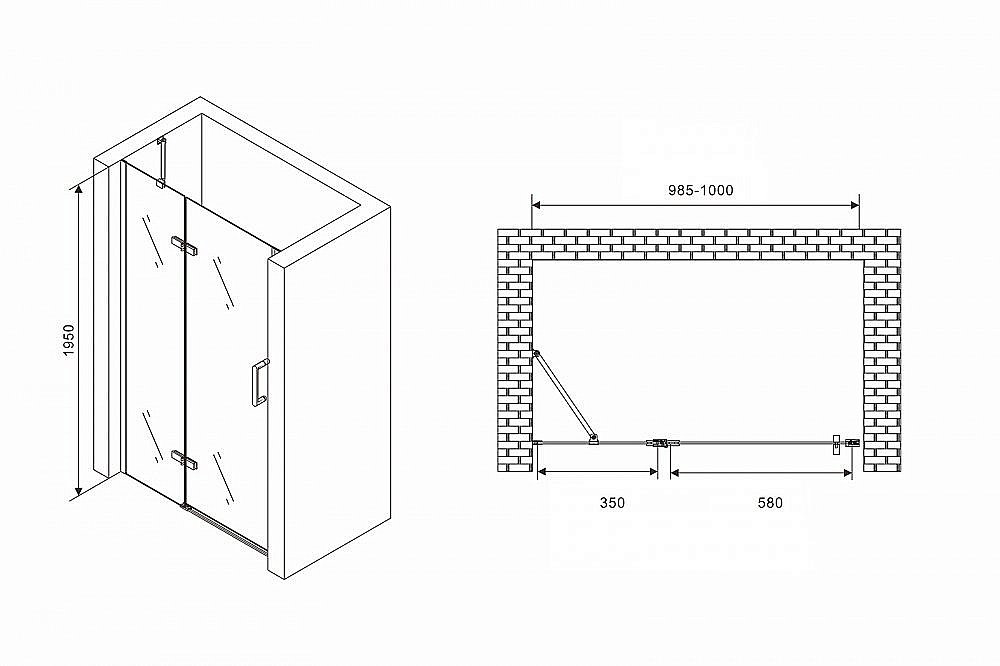 Душевая дверь Abber Zart AG08100B 100 купить в интернет-магазине Sanbest