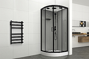 Душевая кабина Royal Bath FATO RB 90HK-TG-BL 90x90 стекло прозрачное/профиль черный купить в интернет-магазине Sanbest