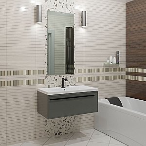 Тумба с раковиной LA FENICE Elba Grigio 100 серая для ванной в интернет-магазине Sanbest