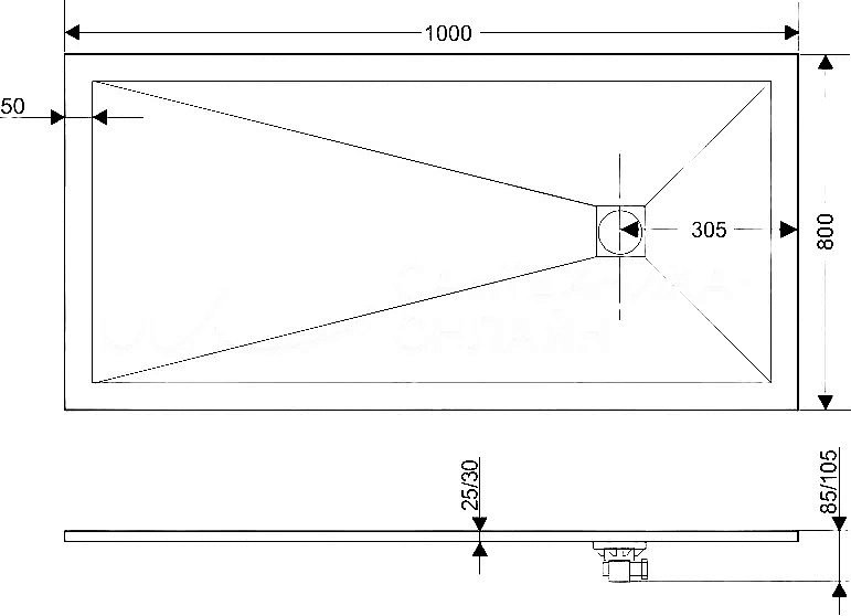 Душевой поддон RGW Stone Tray ST-Co 16152810-10 80x100 серый купить в интернет-магазине Sanbest