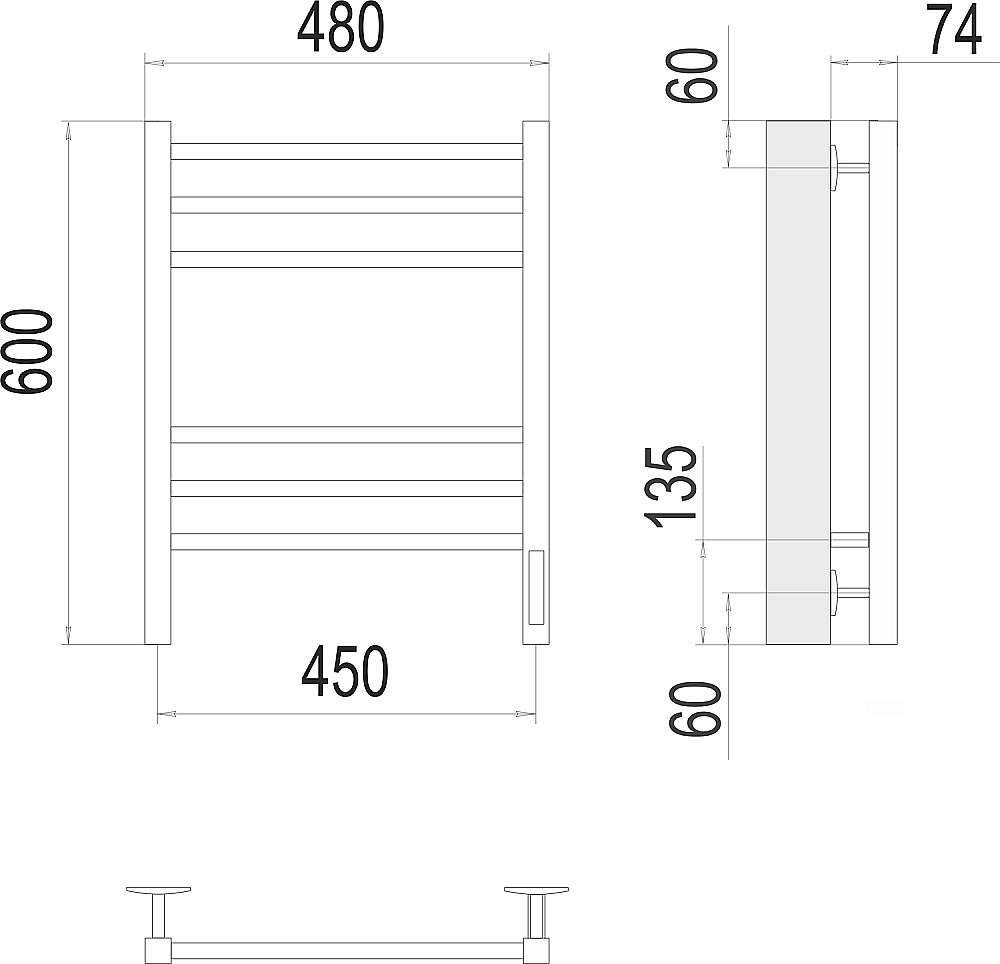 Полотенцесушитель электрический Terminus Сицилия П6 450х600 черный матовый купить в интернет-магазине сантехники Sanbest