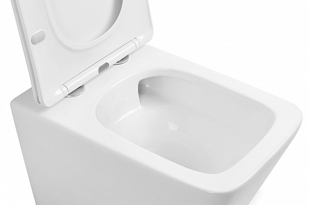 Унитаз подвесной Abber Rechteck AC1201T смыв торнадо, с крышкой микролифт, безободковый, белый купить в интернет-магазине Sanbest