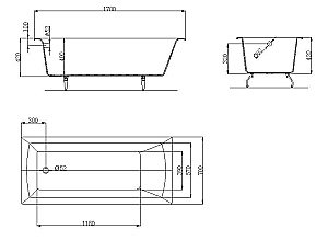 Ванна чугунная OWL 1975 Konung OWLIB191113 170x70 белая купить в интернет-магазине Sanbest