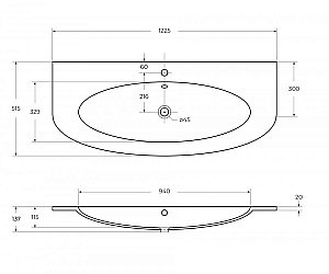 Тумба с раковиной Cezares Eden 121 Bianco lucido для ванной в интернет-магазине Sanbest