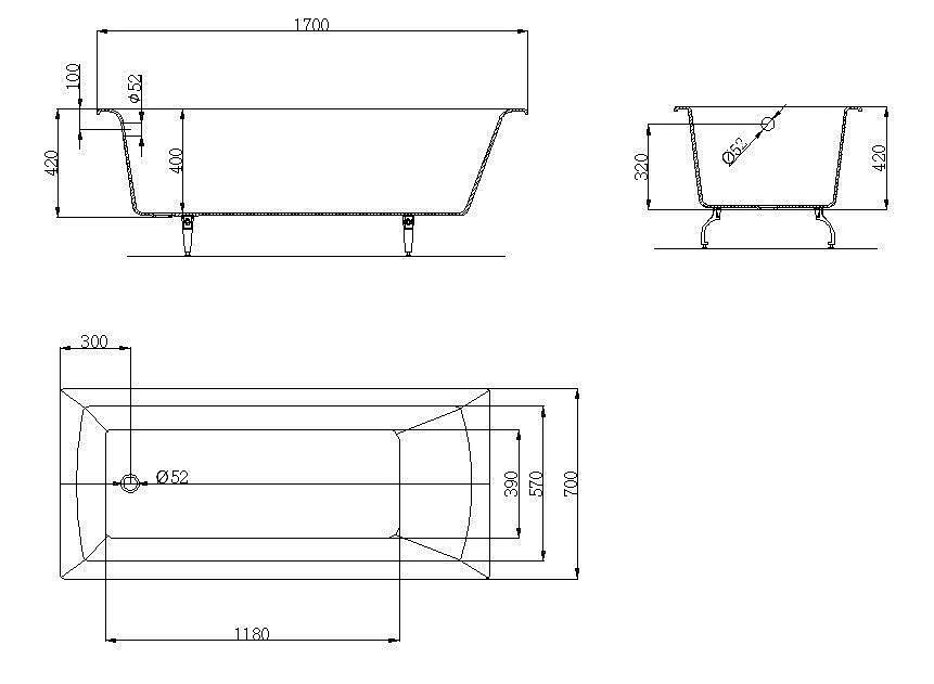 Ванна чугунная OWL 1975 Konung OWLIB191113 170x70 белая купить в интернет-магазине Sanbest