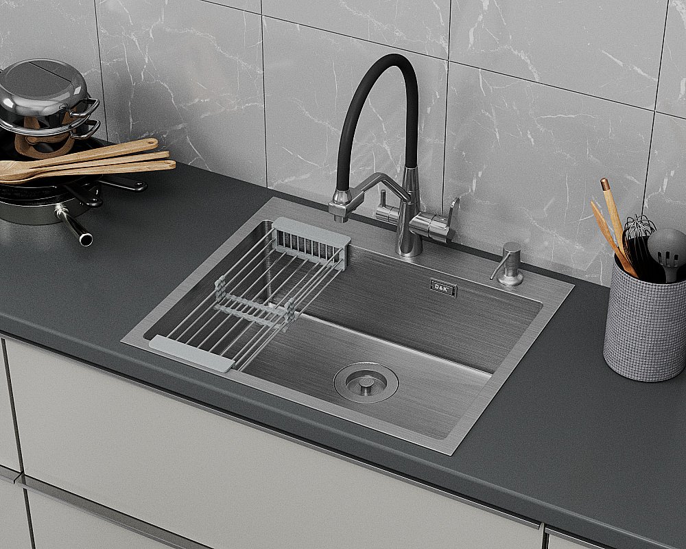 Кухонная мойка D&K 60х50 DKS605004 сатин купить в интернет-магазине сантехники Sanbest