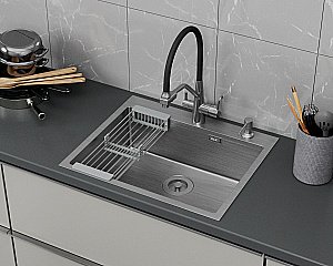 Кухонная мойка D&K 60х50 DKS605004 сатин купить в интернет-магазине сантехники Sanbest