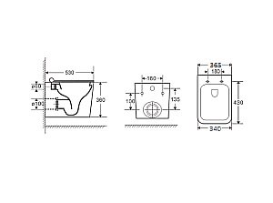 Унитаз подвесной D&K Quadro DT1516016 белый, безободковый, с крышкой микролифт купить в интернет-магазине Sanbest