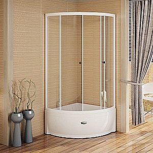 Душевой уголок Радомир Соул 100 стекло прозрачное/профиль белый купить в интернет-магазине Sanbest