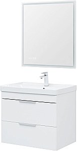 Тумба с раковиной Aquanet Ирис new 70 подвесная белый глянец для ванной в интернет-магазине Sanbest