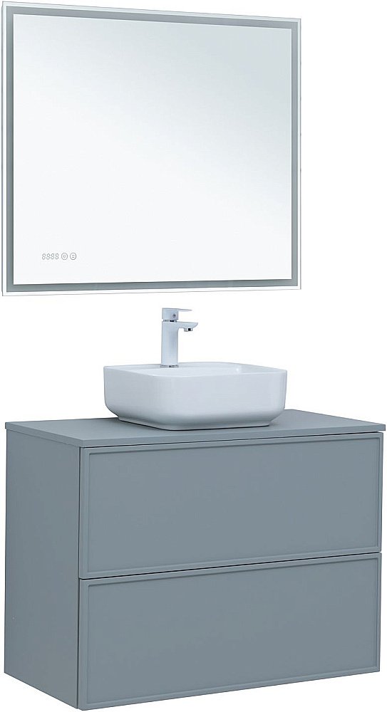 Тумба с раковиной Aquanet Арт 90 мисти грин для ванной в интернет-магазине Sanbest