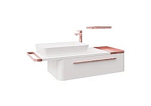 Тумба с раковиной Creavit Angel 120 AL0120.01.BBR ЗОЛОТО + UL060 белая, розовое золото для ванной в интернет-магазине Sanbest