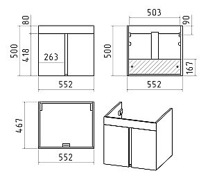 Тумба с раковиной Misty Торос - 60 П-Тор0060-011 серый мрамор для ванной в интернет-магазине Sanbest