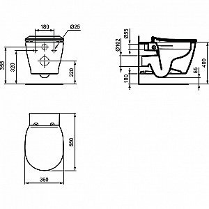Унитаз подвесной Ideal Standard Connect E822301 белый, безободковый, с крышкой микролифт купить в интернет-магазине Sanbest