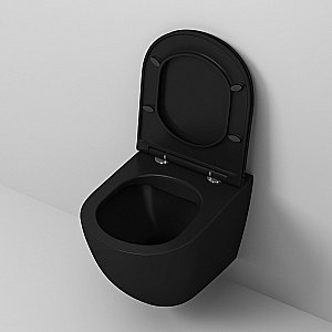 Унитаз подвесной GROSSMAN Color GR-4455BMS безободковый, с крышкой микролифт, черный матовый купить в интернет-магазине Sanbest