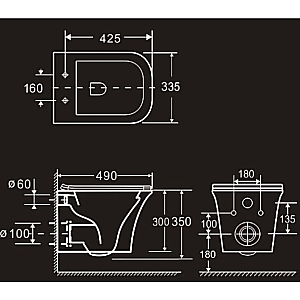 Унитаз подвесной Elghansa Monterno RQ-4936 белый, безободковый, с крышкой микролифт купить в интернет-магазине Sanbest