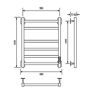 Полотенцесушитель электрический Veconi Barro-B B6050B-B черный купить в интернет-магазине сантехники Sanbest