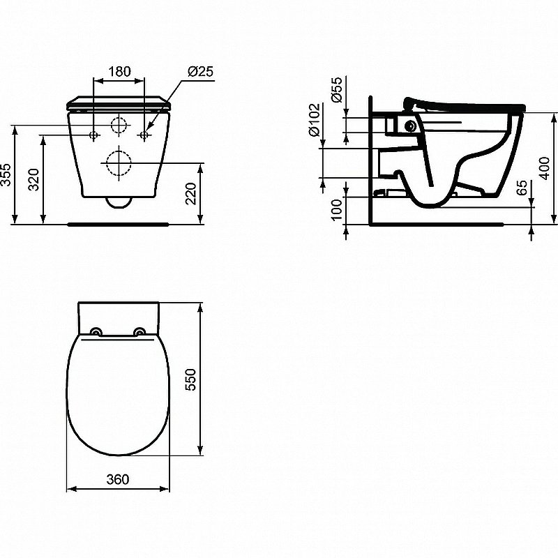 Унитаз подвесной Ideal Standard Connect E822301 белый, безободковый, с крышкой микролифт купить в интернет-магазине Sanbest