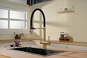 Смеситель для кухни Vincea VKF-120BG брашированное золото купить в интернет-магазине сантехники Sanbest