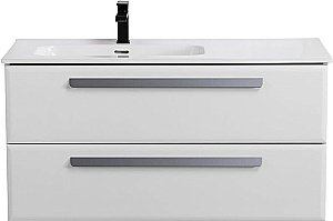 Тумба с раковиной Cezares ECO-CER-N 100 ECO-CER-N-1000-2C-SO-BL белая глянцевая левая/правая для ванной в интернет-магазине Sanbest