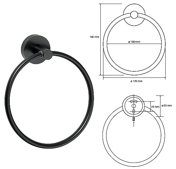 Кольцо для полотенец Bemeta Dark 104104060 купить в интернет-магазине сантехники Sanbest