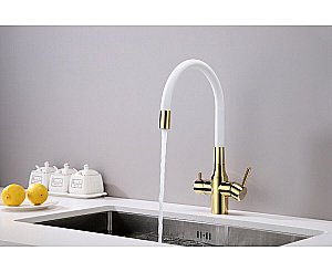 Смеситель для кухни Paulmark Salix Sa213419-Gw золото/белый купить в интернет-магазине сантехники Sanbest