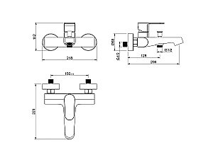 Смеситель для ванны Aquatek Оберон AQ1240BG золото шлифованное купить в интернет-магазине сантехники Sanbest