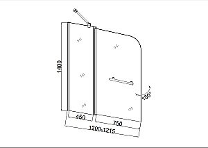 Шторка для ванны Taliente TA-1214MP(L) 120 стекло рифленое/профиль хром купить в интернет-магазине Sanbest