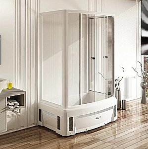 Душевой уголок Радомир Диана 95х140 высокий поддон, стекло прозрачное/профиль белый купить в интернет-магазине Sanbest