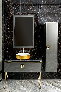 Консоль с раковиной и столешницей Armadi Art LUCIDO 770-100-GR 100 глянцевый графит для ванной в интернет-магазине сантехники Sanbest