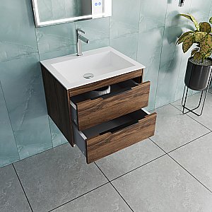 Тумба с раковиной Vincea Chiara 2D 60 VMC-2C2600CO/VCB-13600W тёмный дуб/раковина белая для ванной в интернет-магазине Sanbest