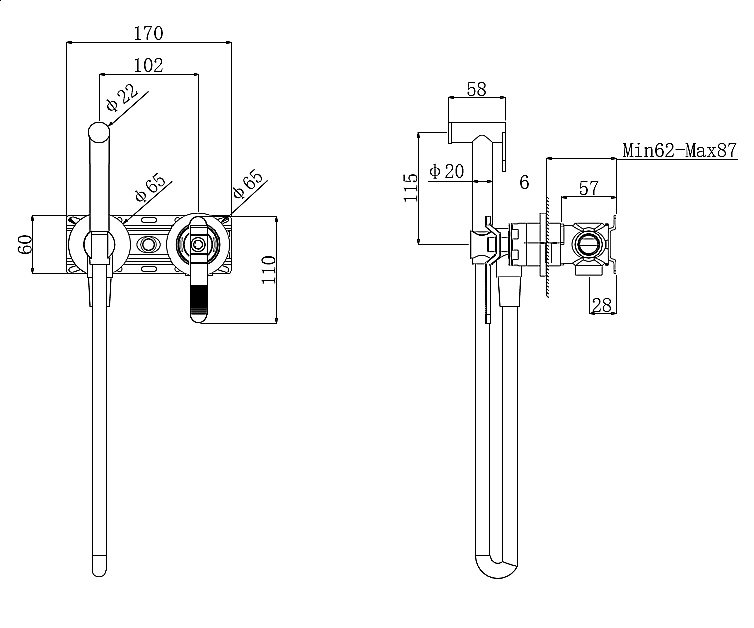 Гигиенический душ Bronze De Luxe 1760'S LOFT 3253CC купить в интернет-магазине сантехники Sanbest