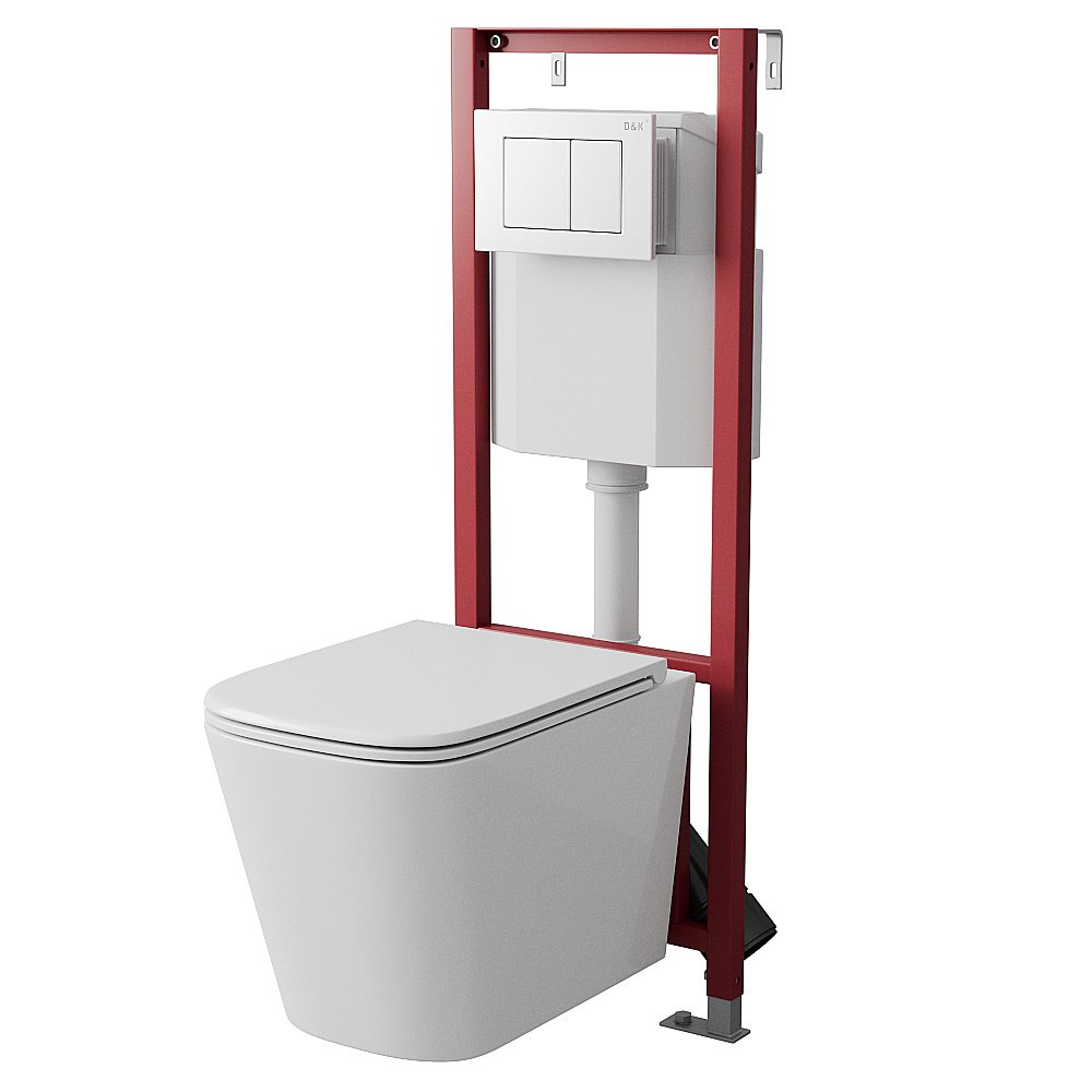 Инсталляция для унитаза D&K DI8640116 кнопка белая купить в интернет-магазине сантехники Sanbest